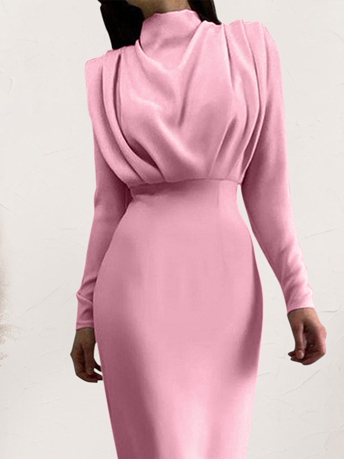 Blue Zone Planet | Ruched Turtleneck Long Sleeve Dress BLUE ZONE PLANET