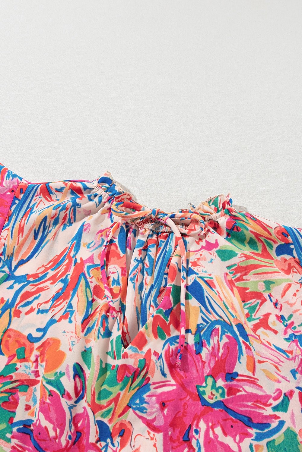 Blue Zone Planet | Multicolour Floral Ruffled Sleeve V Neck Summer Blouse Blue Zone Planet