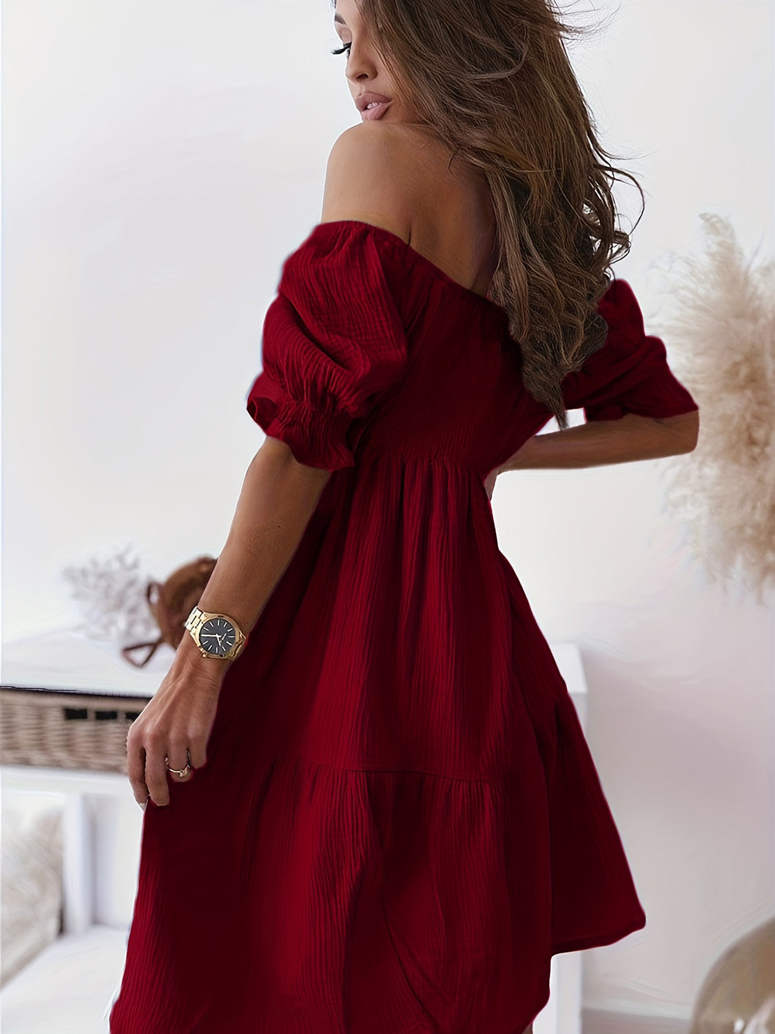 Blue Zone Planet | Full Size Ruffled Off-Shoulder Short Sleeve Dress BLUE ZONE PLANET