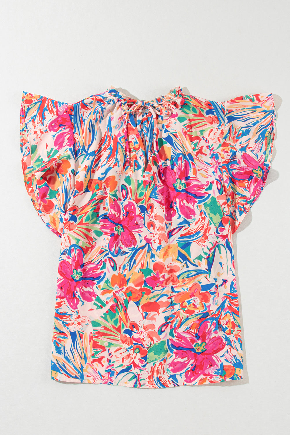 Blue Zone Planet | Multicolour Floral Ruffled Sleeve V Neck Summer Blouse Blue Zone Planet