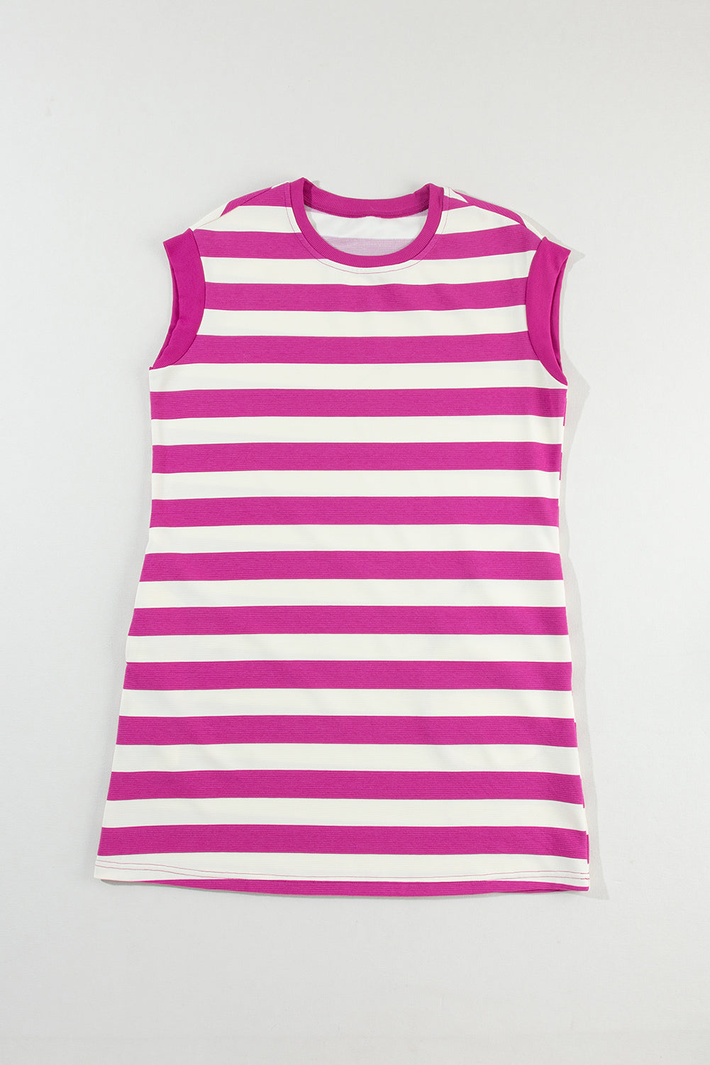 Rose Stripe Cap Sleeve Pocketed Shift T-shirt Dress Blue Zone Planet