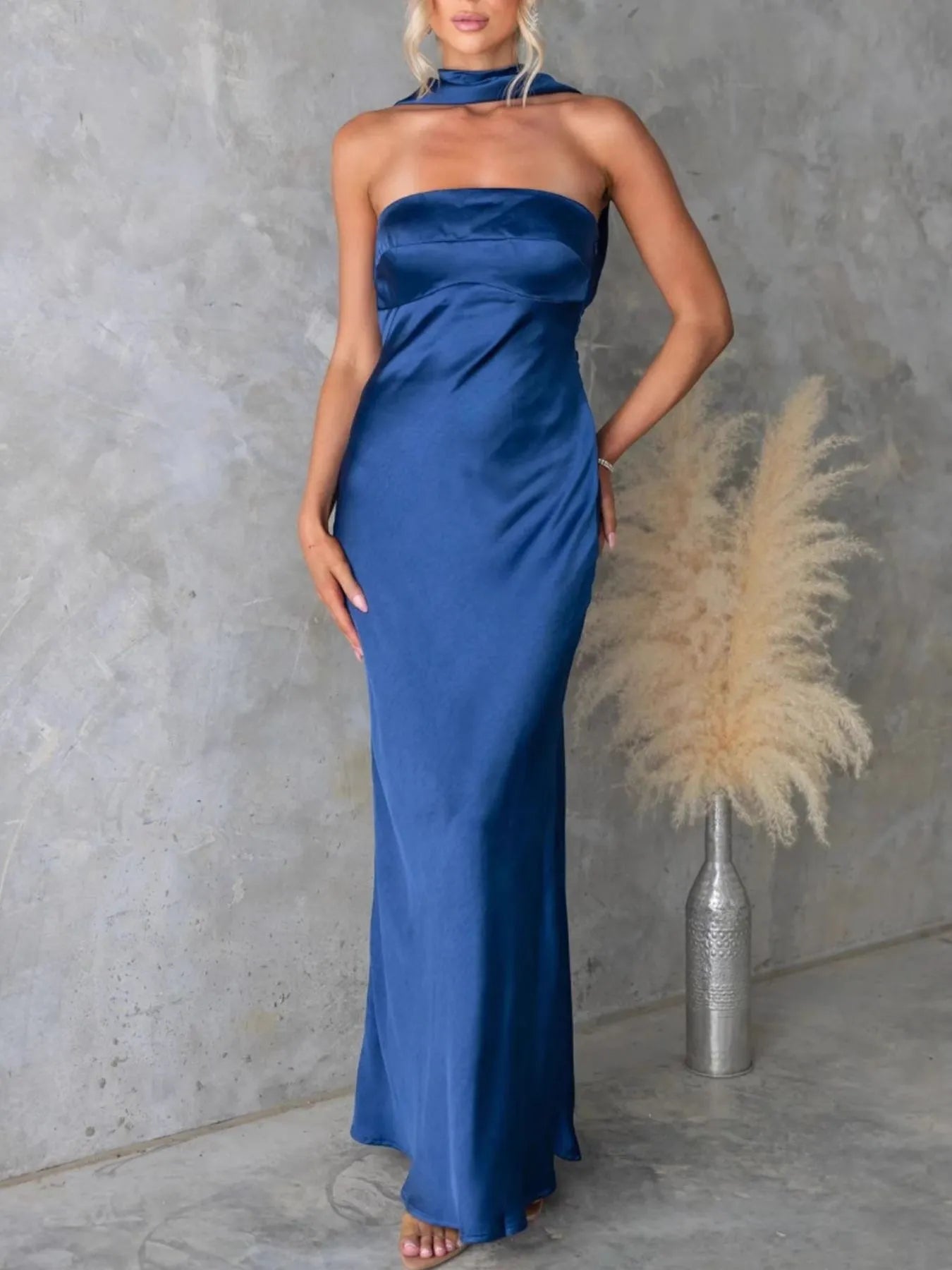 blue tube maxi dress Taylor Tube Maxi Dress, in Steel Blue Luxe Satin, Size: Medium | Show Me Your Mumu