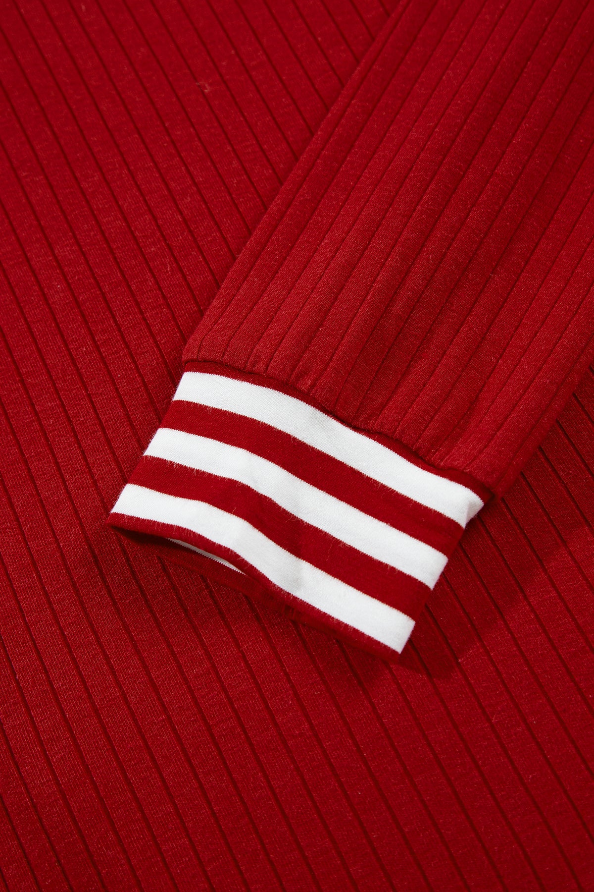 Red Dahlia Striped Contrast Tie Collar Cuffed Casual Long Sleeve Top