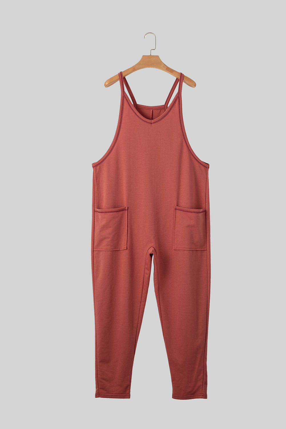 Gold Flame Side Pockets Harem Pants Sleeveless V Neck Jumpsuit Blue Zone Planet