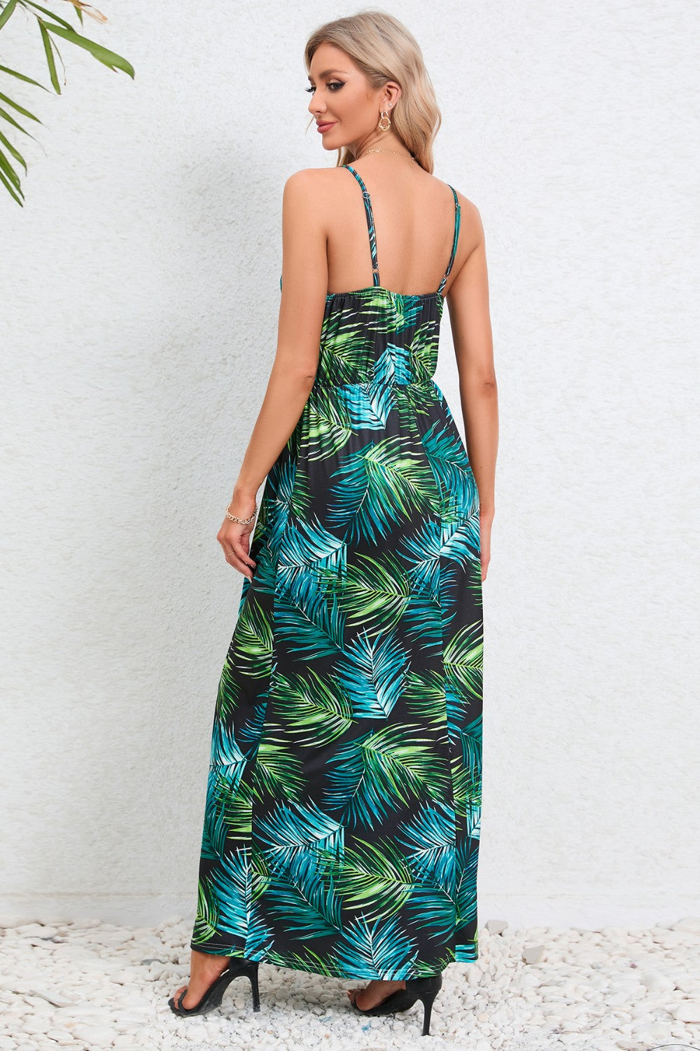 Blue Zone Planet | Printed Surplice Maxi Cami Dress BLUE ZONE PLANET