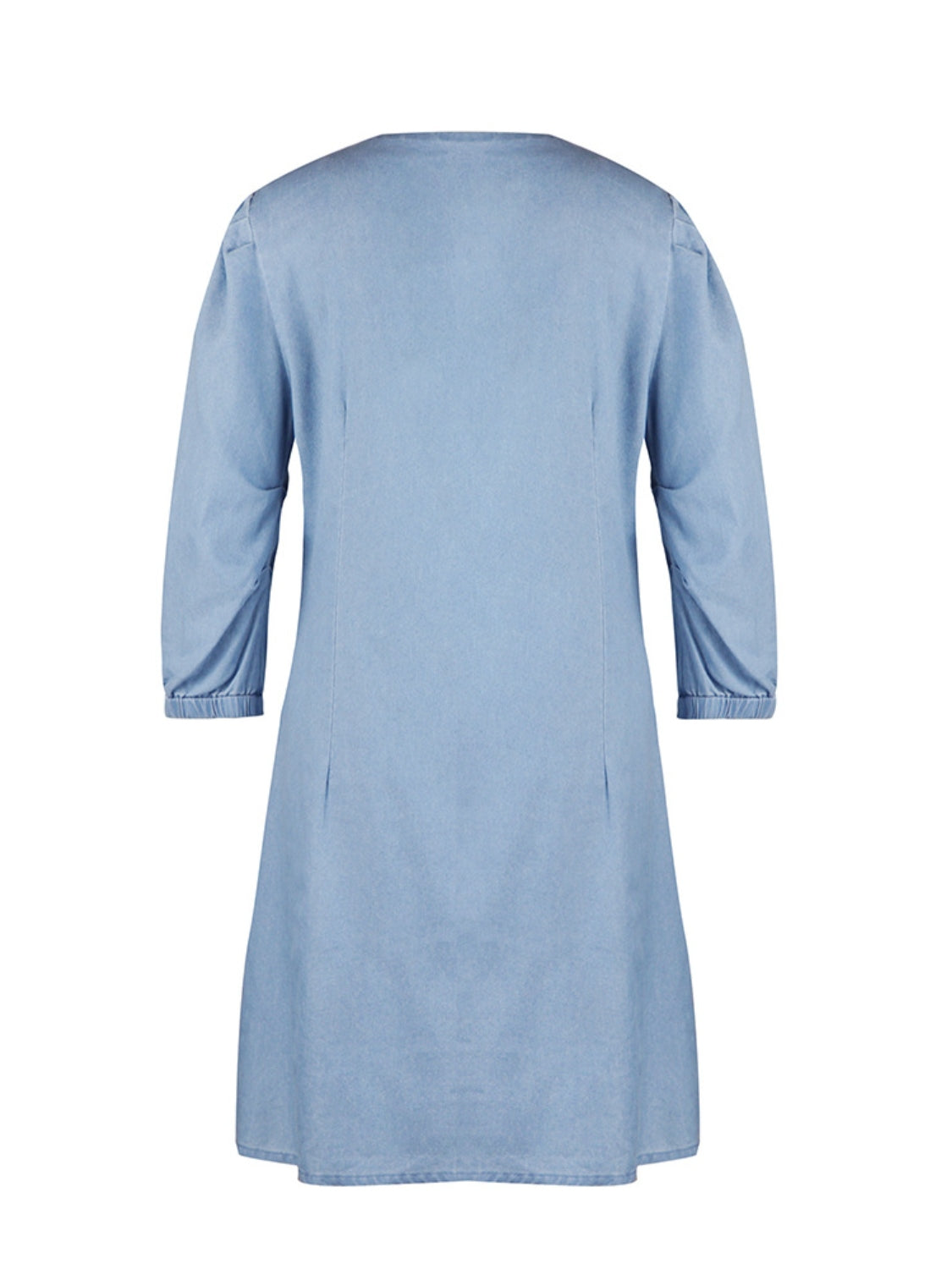Full Size V-Neck Half Sleeve Denim Dress BLUE ZONE PLANET