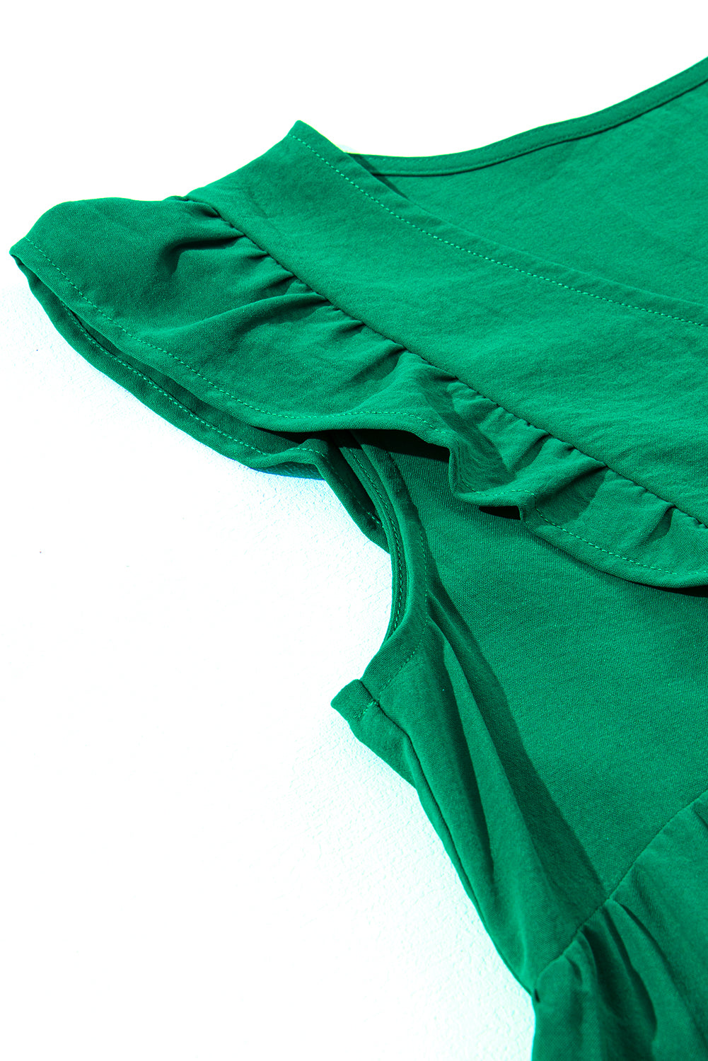 Bright Green Solid Color V Neck Ruffle Tiered Mini Dress Blue Zone Planet