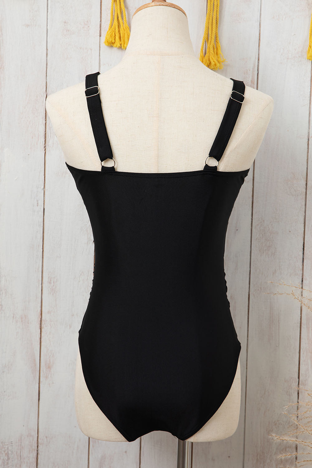 Brown Leopard Mesh Insert V Neck High Waist Monokini Blue Zone Planet