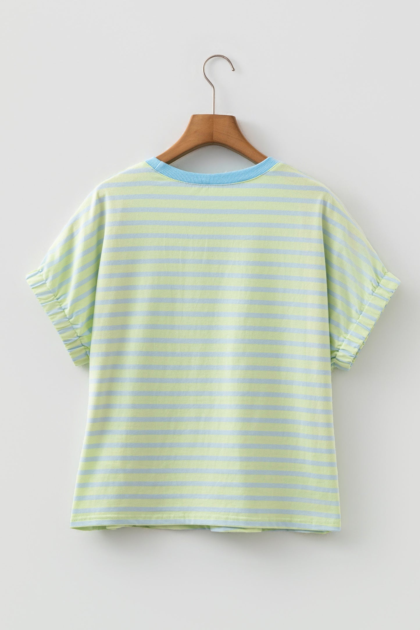 Green Stripe Striped Round Neck Short Sleeve Casual Shift T-Shirt