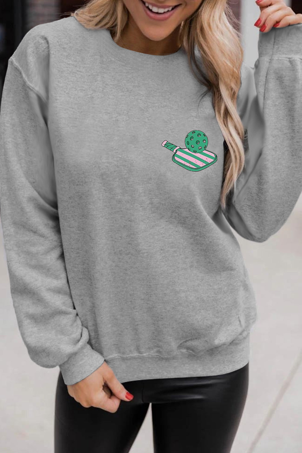 Gray Pickle Ball Social Club Game Day Fashion Graphic Sweatshirt