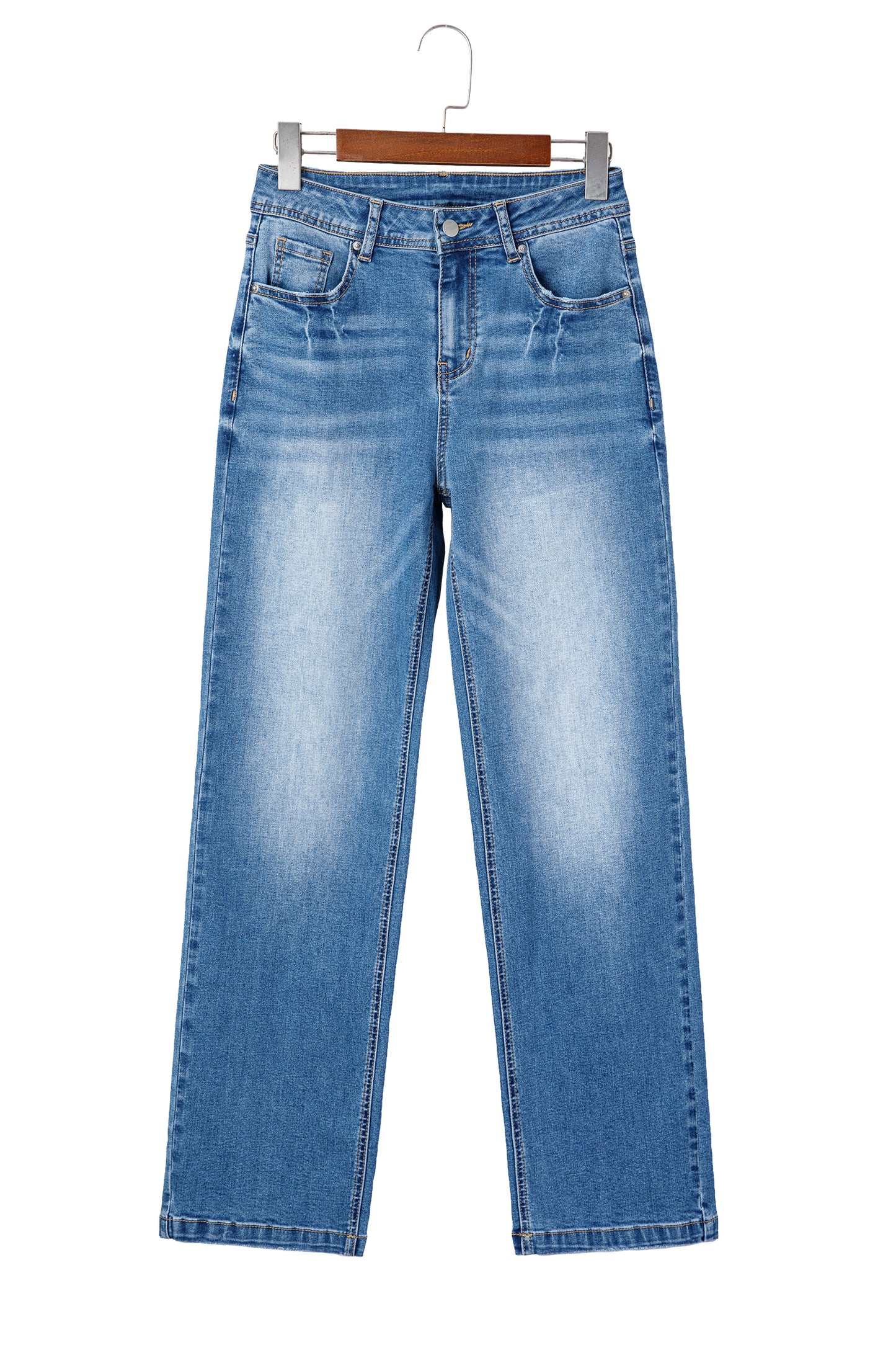 Myosotis Acid Washed Straight Leg Full Length Casual Jeans