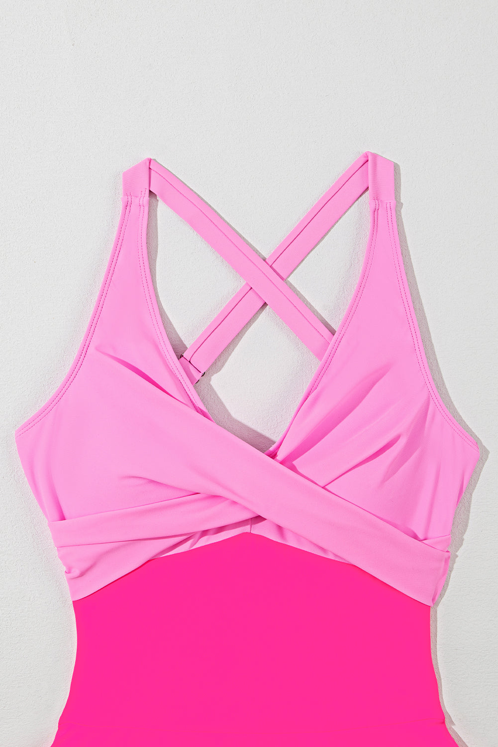 Blue Zone Planet | Rose Red Crisscross Straps Tie Back Flared One Piece Swimsuit Blue Zone Planet