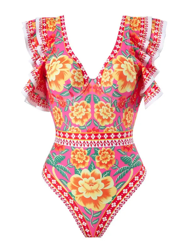 fashion trend floral print one-piece swimsuit, skirt (single piece) BLUE ZONE PLANET