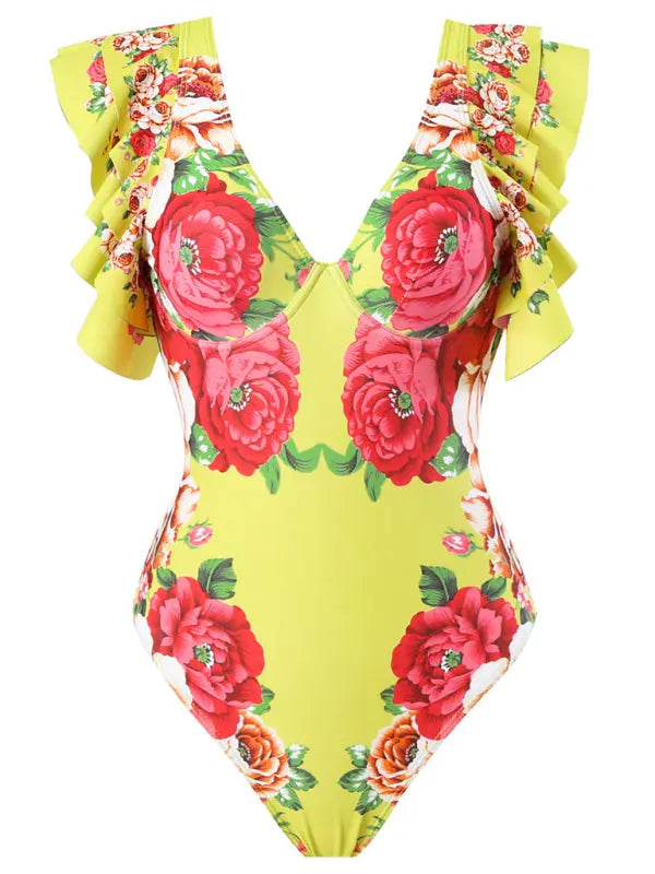 fashion trend floral print one-piece swimsuit, skirt (single piece) BLUE ZONE PLANET