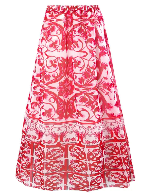 fashion trend floral print one-piece swimsuit, skirt (single piece) BLUE ZONE PLANET