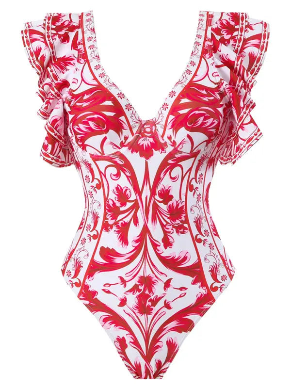fashion trend floral print one-piece swimsuit, skirt (single piece) BLUE ZONE PLANET