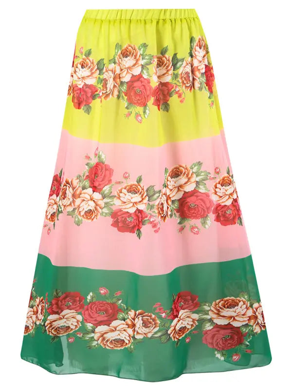 fashion trend floral print one-piece swimsuit, skirt (single piece) BLUE ZONE PLANET