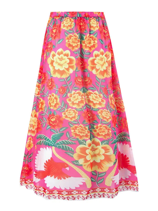 fashion trend floral print one-piece swimsuit, skirt (single piece) BLUE ZONE PLANET