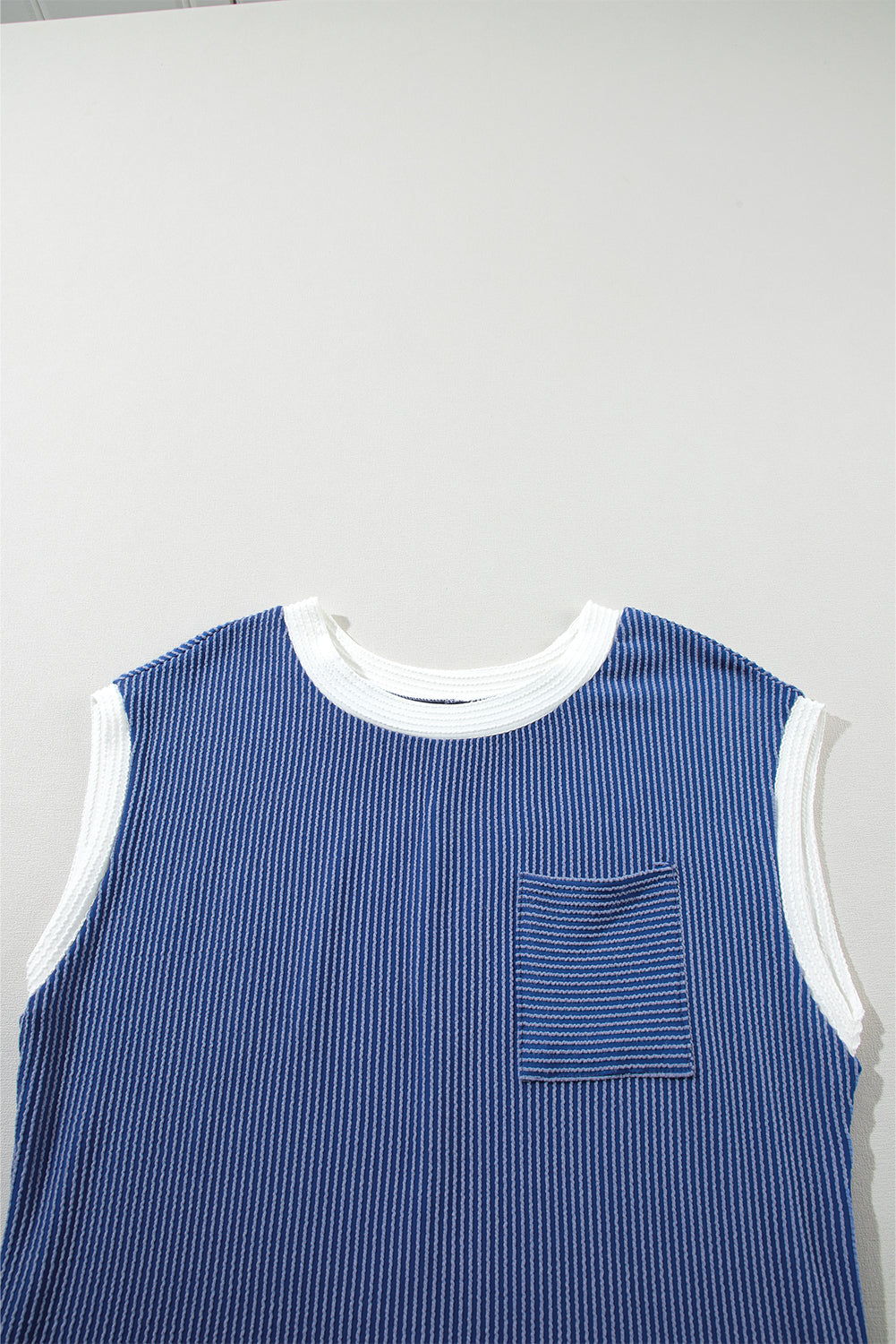 Blue Zone Planet | Sail Blue Rib Textured Cap Sleeve T-Shirt Dress Blue Zone Planet