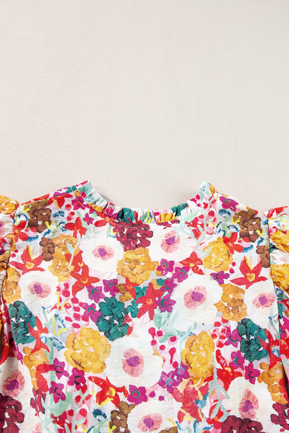 Purple Floral Print Split Neck Flutter Sleeve Dress Blue Zone Planet