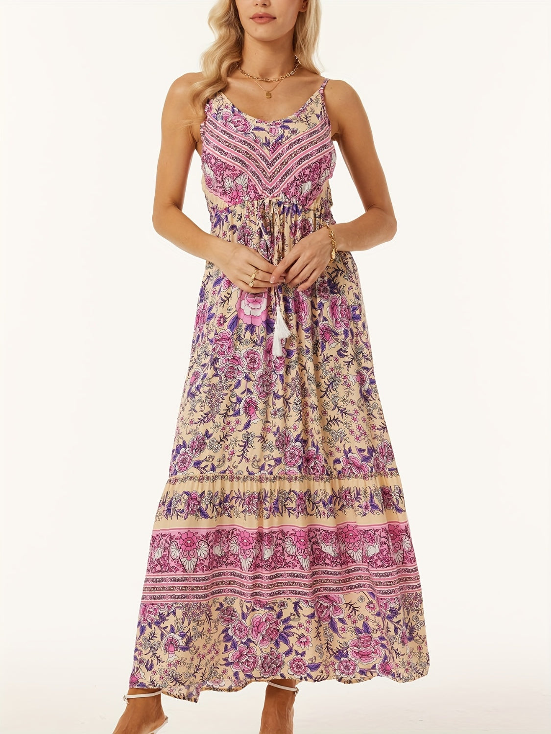 Blue Zone Planet | Printed Scoop Neck Midi Cami Dress BLUE ZONE PLANET