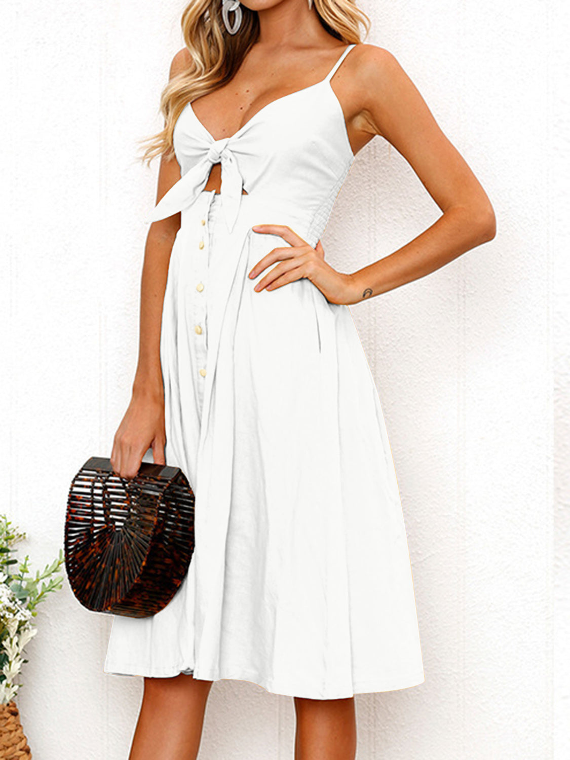 Cutout Smocked Sweetheart Neck Cami Dress BLUE ZONE PLANET