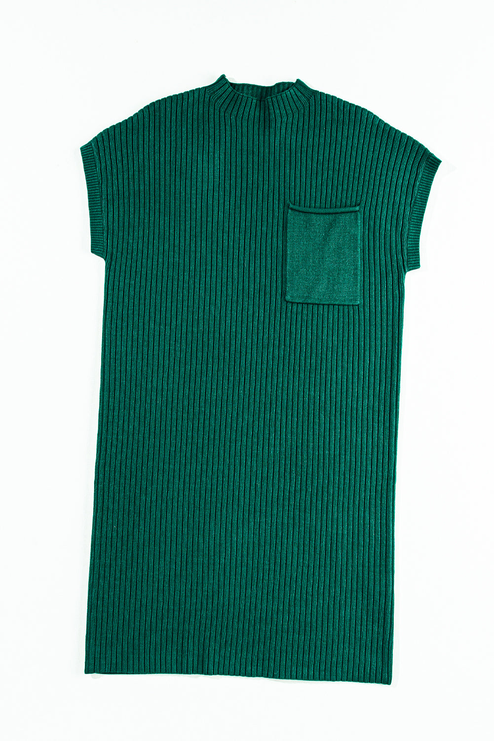 Blue Zone Planet | Oatmeal Patch Pocket Ribbed Knit Short Sleeve Sweater Dress Blue Zone Planet