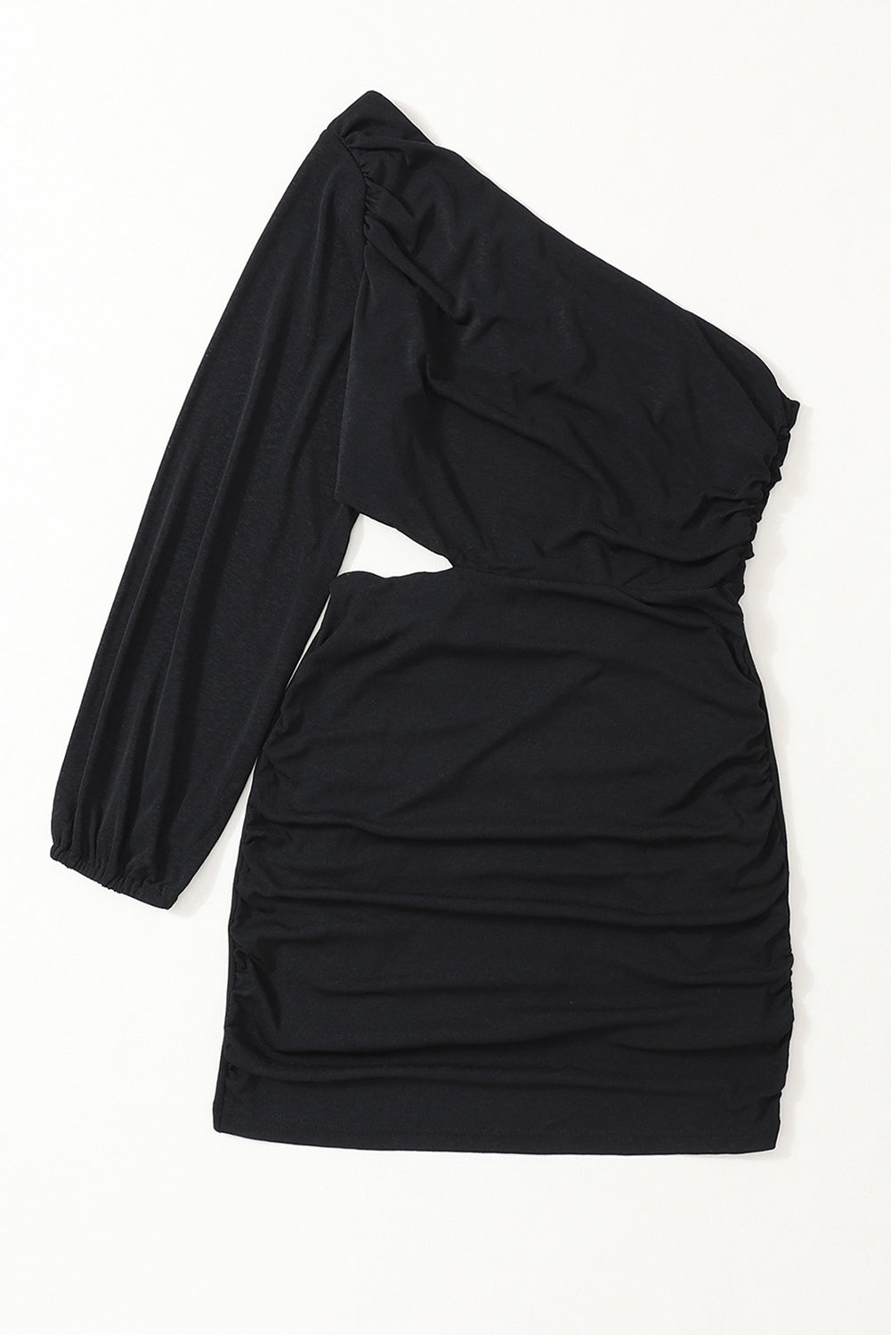 Blue Zone Planet | Black Asymmetric One Shoulder Cutout Bodycon Dress Blue Zone Planet