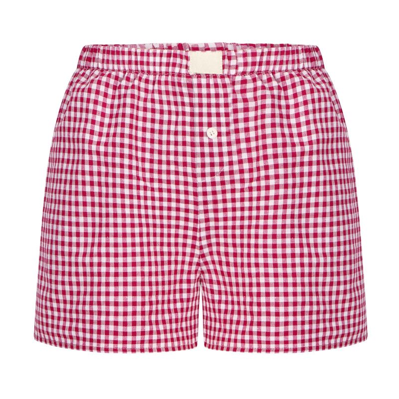 Blue Zone Planet | Women's casual and comfortable high-waisted loose wide-leg retro plaid shorts kakaclo