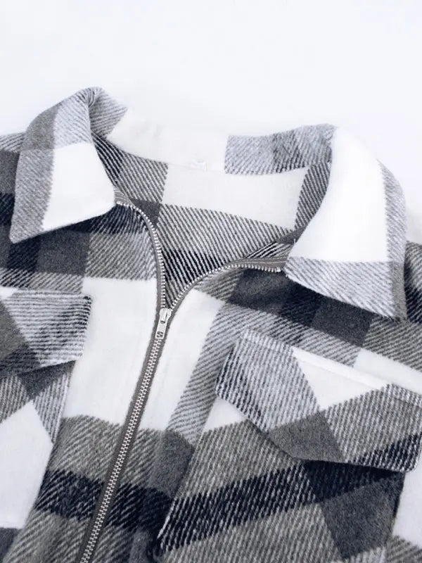holiday Plaid Long Sleeve Jacket BLUE ZONE PLANET