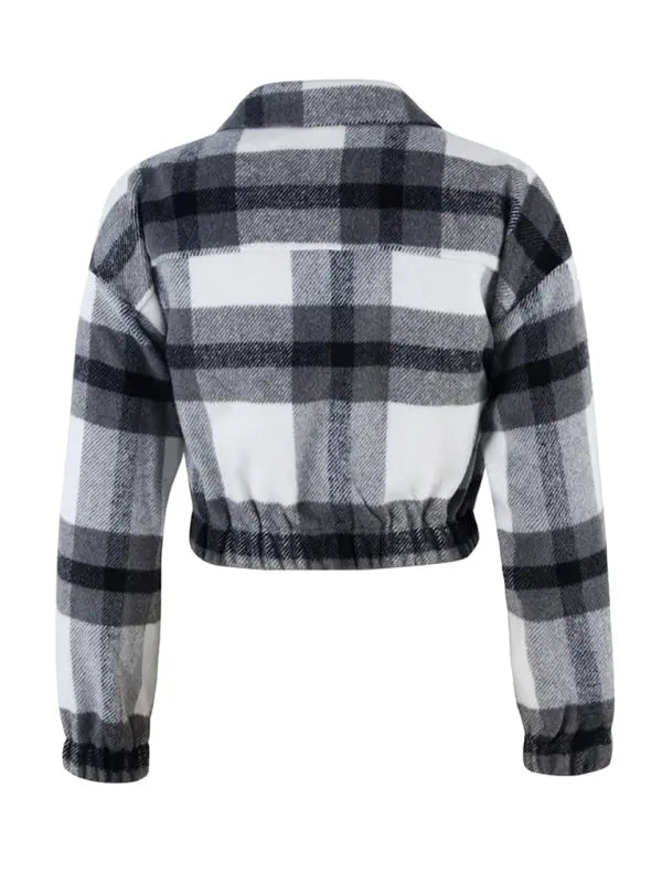 holiday Plaid Long Sleeve Jacket BLUE ZONE PLANET