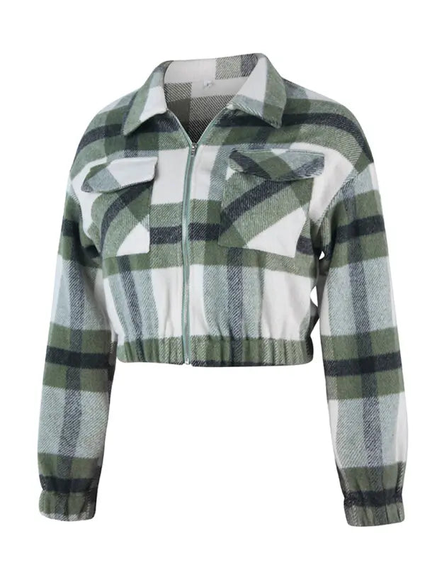 holiday Plaid Long Sleeve Jacket BLUE ZONE PLANET