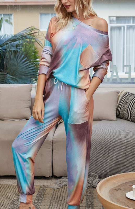 Blue Zone Planet | Long Sleeve Tie Dye Pajama Set BLUE ZONE PLANET