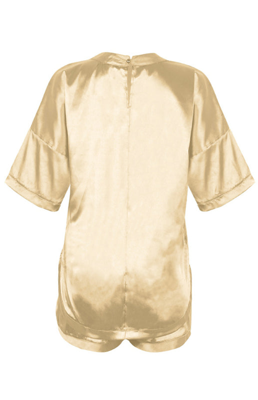 Blue Zone Planet | Round Neck Short-Sleeved Pajamas Set BLUE ZONE PLANET