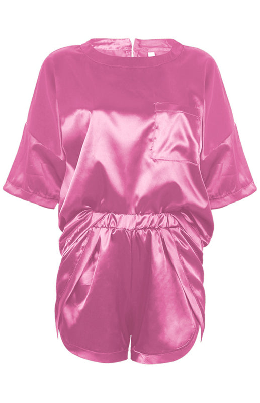 Blue Zone Planet | Round Neck Short-Sleeved Pajamas Set BLUE ZONE PLANET