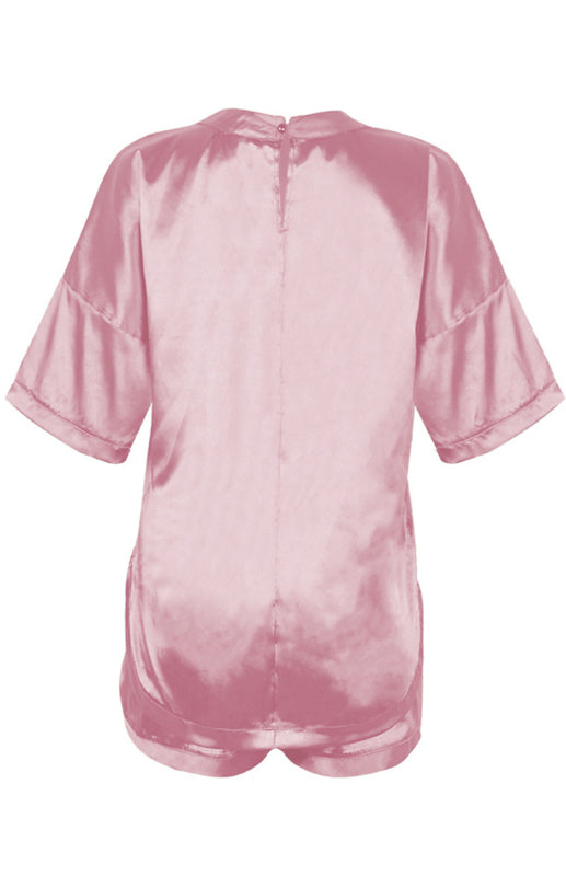 Blue Zone Planet | Round Neck Short-Sleeved Pajamas Set BLUE ZONE PLANET