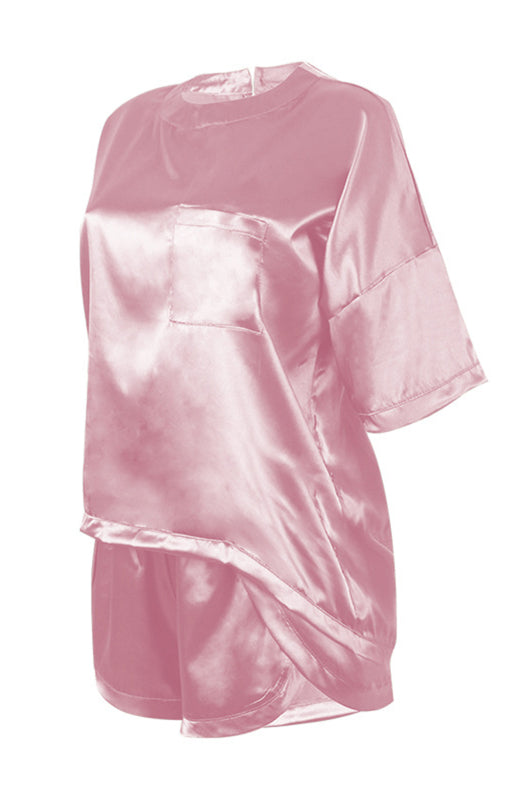 Blue Zone Planet | Round Neck Short-Sleeved Pajamas Set BLUE ZONE PLANET