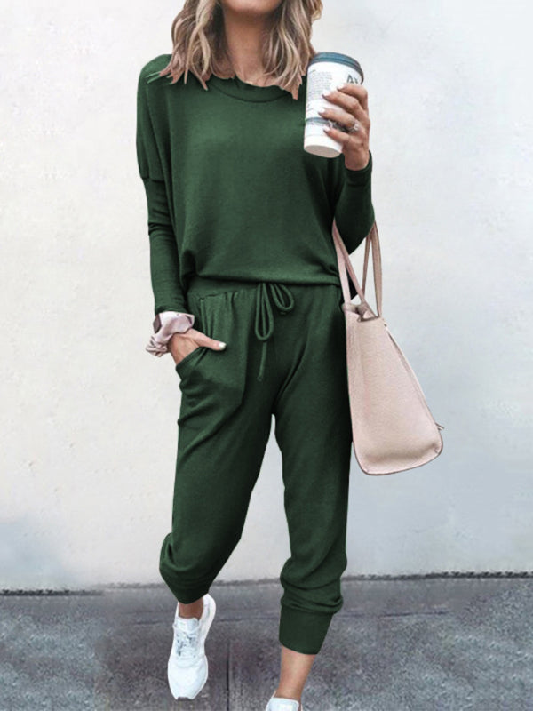 Loose solid color long sleeve suit comfortable home suit BLUE ZONE PLANET