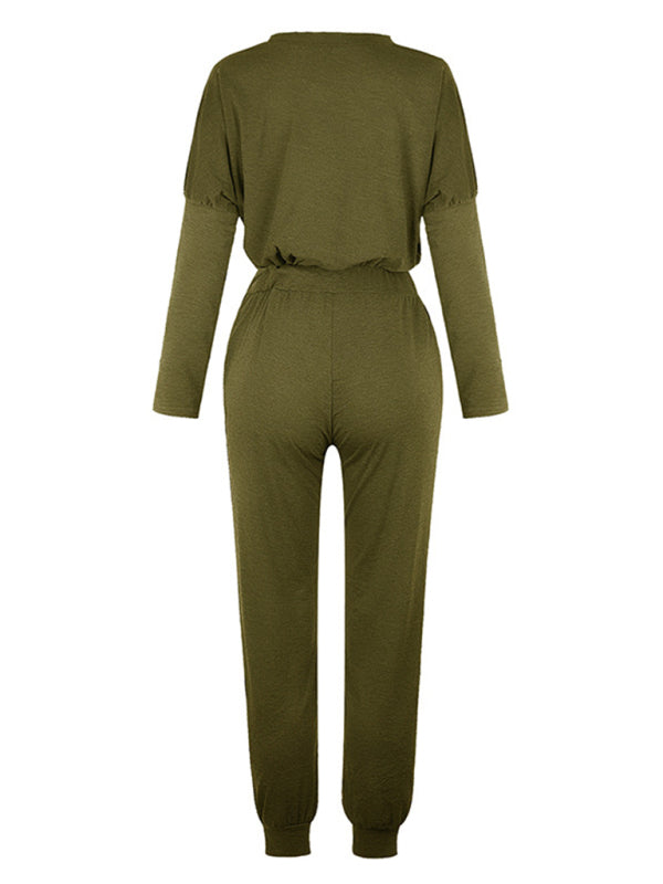 Loose solid color long sleeve suit comfortable home suit BLUE ZONE PLANET