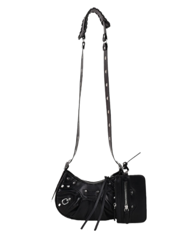 Blue Zone Planet | Rivet Heavy Industry Pleated Shoulder Underarm Bag Messenger Bag BLUE ZONE PLANET