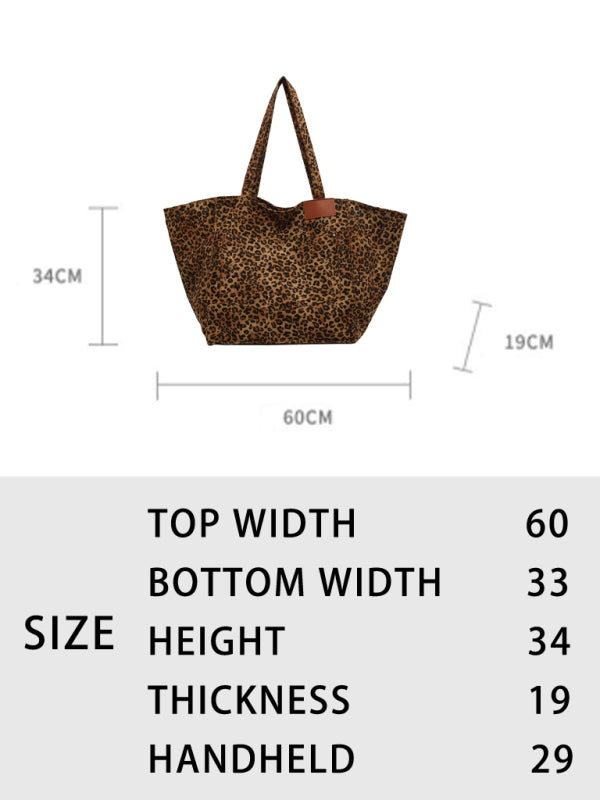 Blue Zone Planet | leopard print canvas tote large capacity portable commuter bag BLUE ZONE PLANET