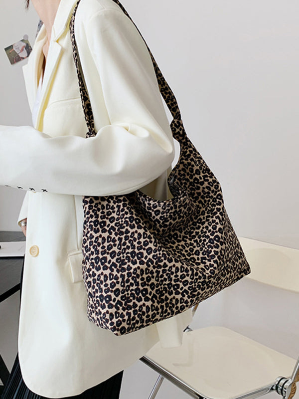 Blue Zone Planet | leopard print shoulder bag canvas shopping bag BLUE ZONE PLANET
