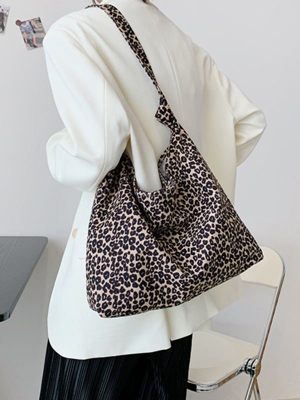 Blue Zone Planet | leopard print shoulder bag canvas shopping bag BLUE ZONE PLANET
