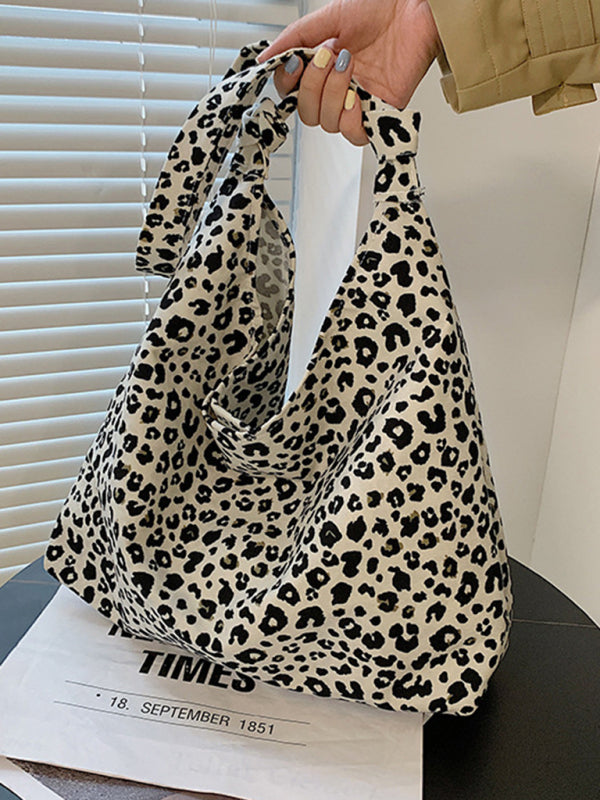 Blue Zone Planet | leopard print shoulder bag canvas shopping bag BLUE ZONE PLANET