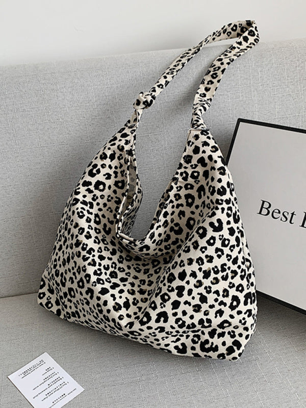 Blue Zone Planet | leopard print shoulder bag canvas shopping bag BLUE ZONE PLANET