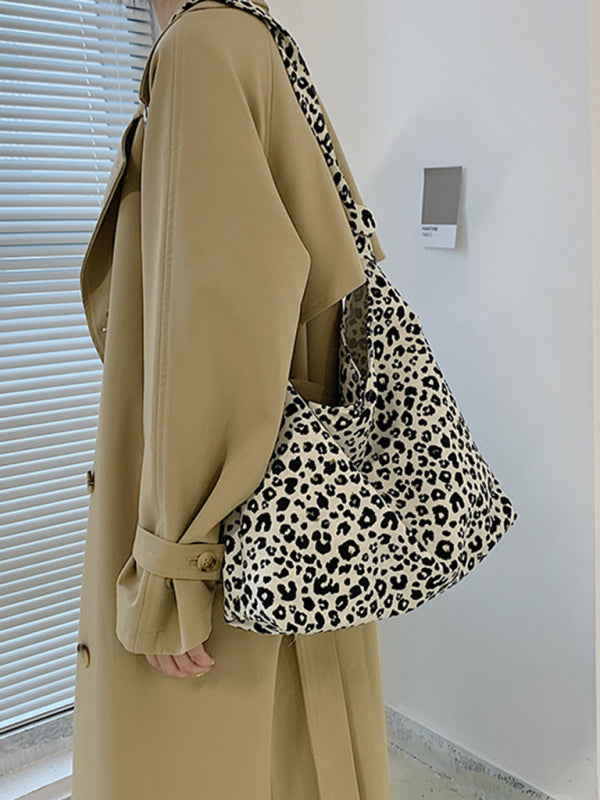 Blue Zone Planet | leopard print shoulder bag canvas shopping bag BLUE ZONE PLANET