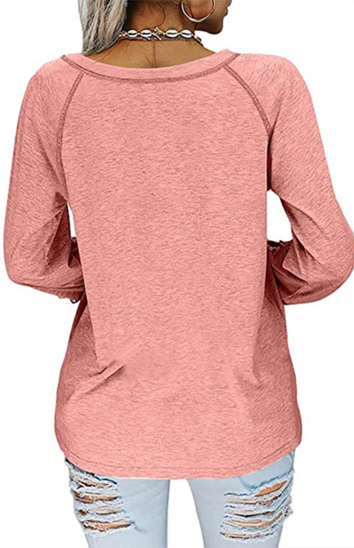Fashion V Neck Lace Top BLUE ZONE PLANET