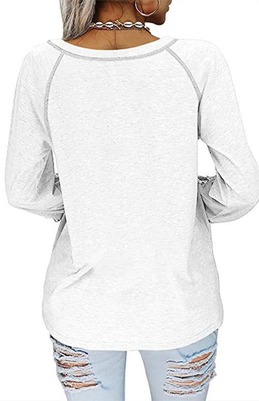Fashion V Neck Lace Top BLUE ZONE PLANET