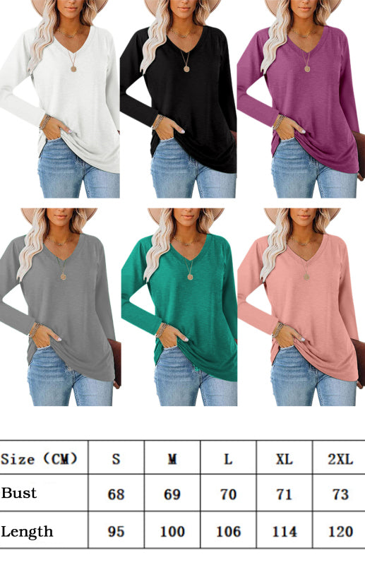 Blue Zone Planet | Solid Color V Neck Tops BLUE ZONE PLANET