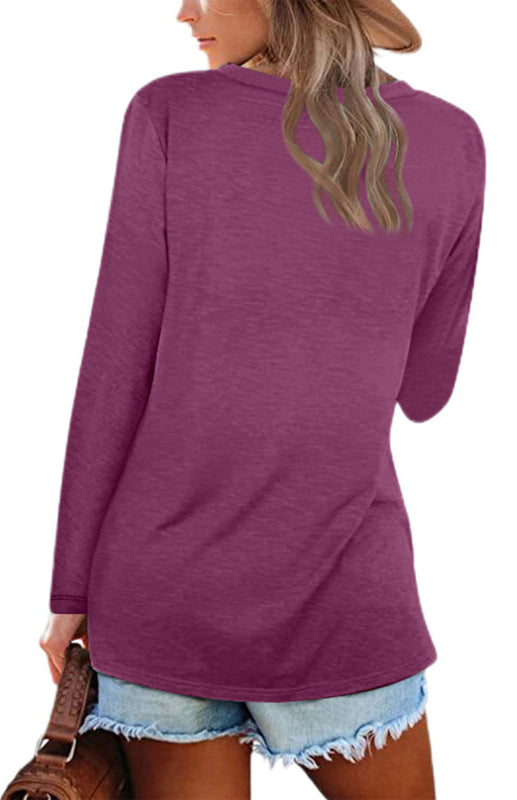 Blue Zone Planet | Solid Color V Neck Tops BLUE ZONE PLANET